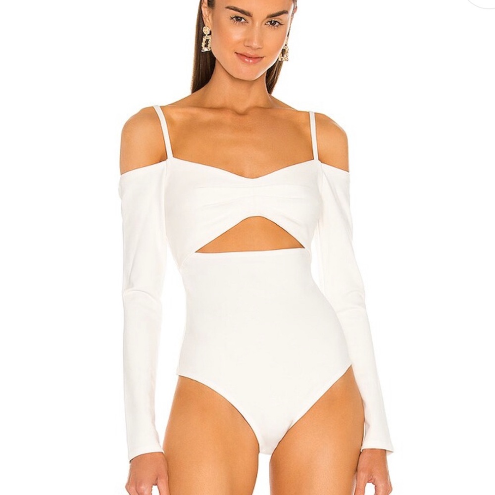 Alexis White Off-Shoulder Cutout Bodysuit
